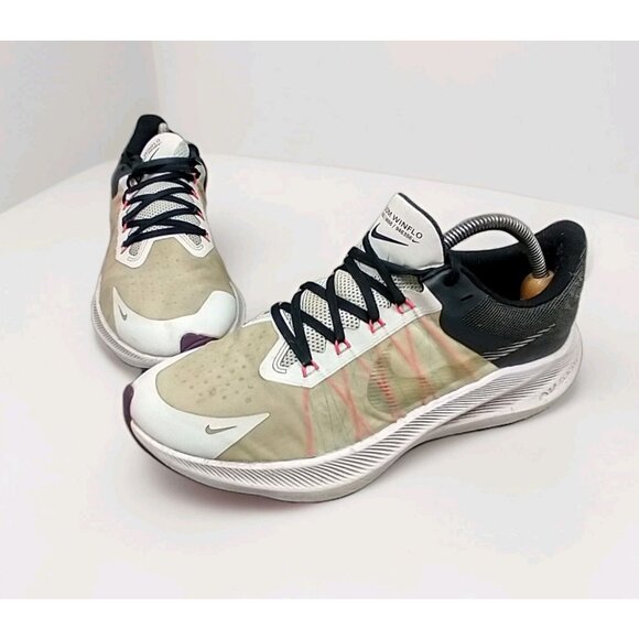 Nike Shoes - Nike Womens 10.5 Air Zoom Winflo 8 Premium White Running Shoes Sneakers